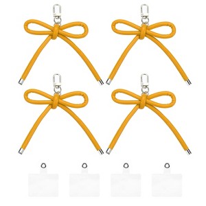 Unique Bargains PU Leather Bag Phone Charm Hanging Accessories Bow Keychains 4 Pcs - 1 of 4