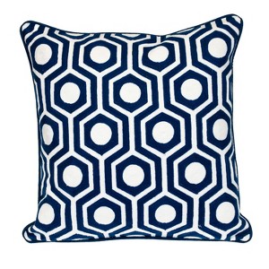 HomeRoots 20" X 20" Blue Geometric Cotton Zippered Pillow - 1 of 4