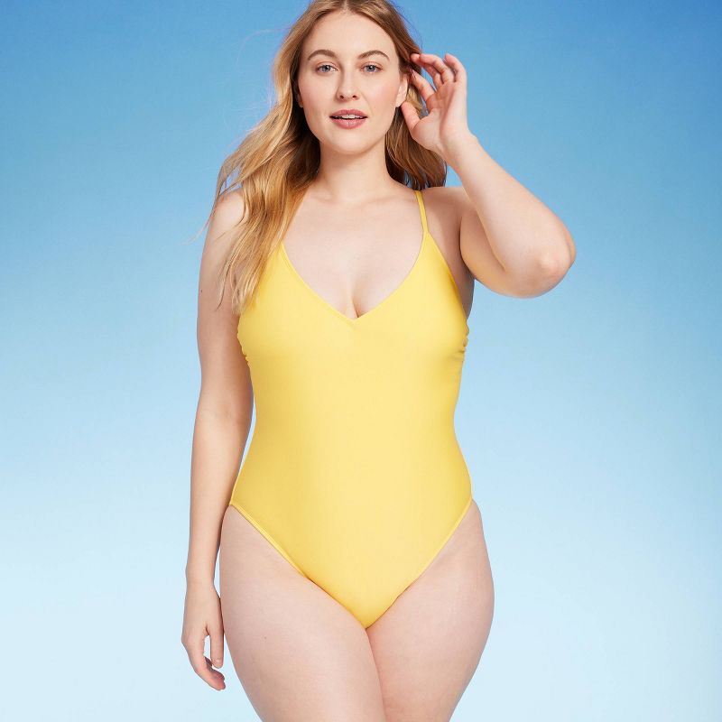 Women's V-Neck One Piece Swimsuit - Shade & Shore™, 4 of 6