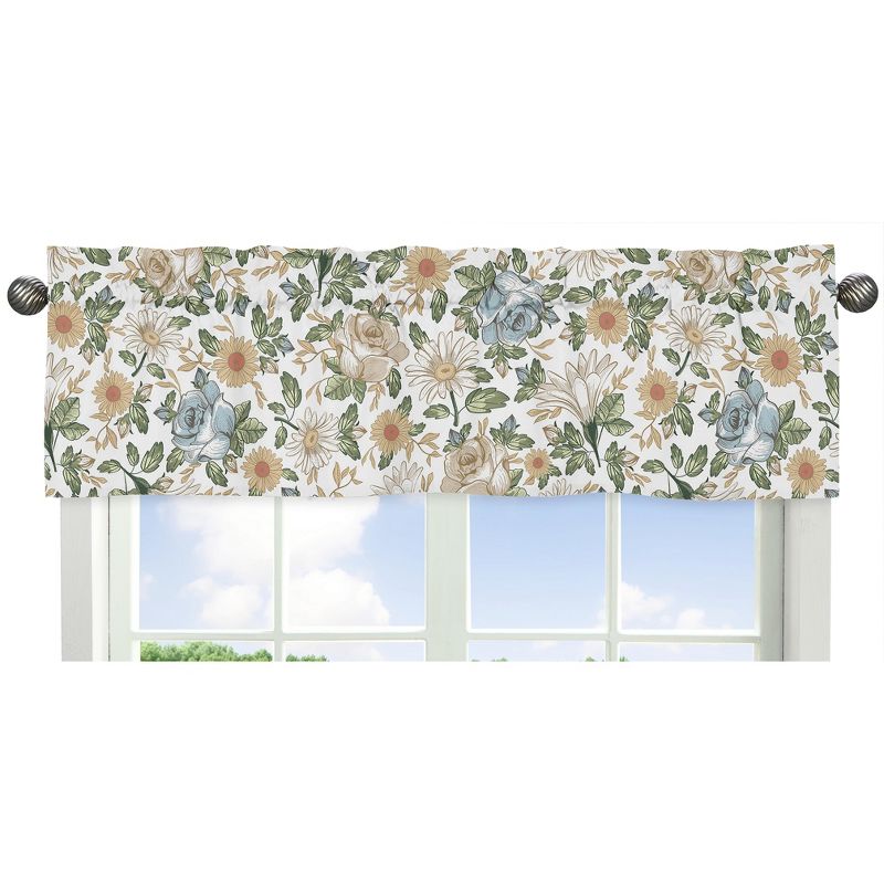 Sweet Jojo Designs Window Valance Treatment 54in. Vintage Floral Blue and Yellow, 1 of 7