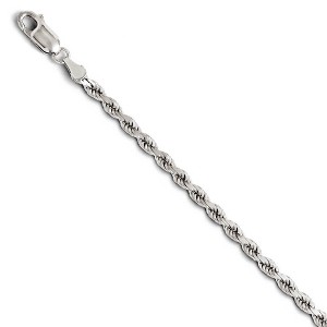 Black Bow Jewelry 3mm 14k White Gold Solid Diamond Cut Rope Chain Bracelet - 1 of 4