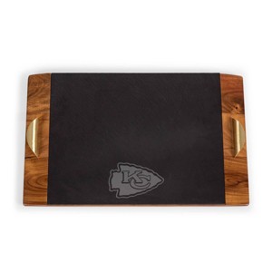 NFL Kansas City Chiefs Covina Acacia Wood and Slate Black with Gold Accents Serving Tray - 1 of 4