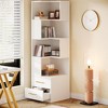 ORRD Corner Bookshelf with 2 Drawers, 66.93" Tall White 5-Tier Modern Bookcase, L-Shaped Storage for Apartment, Living Room & Office - 3 of 4