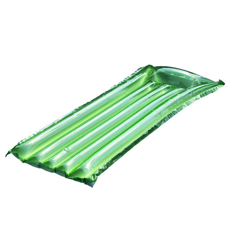 Swim Central 72" Inflatable Green Reflective Sun tanner Pool Float, 1 of 4