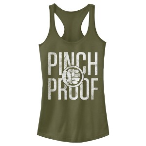 Juniors Womens Marvel St. Patrick's Day Hulk Pinch Smash Racerback Tank Top - 1 of 4