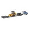Diecast Masters 1/87 Blue Kenworth T880 Semi Truck with Lowboy Trailer & CAT Padfoot Roller 84424 - 3 of 4