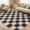 8x10 Washable Checkered Area Rug for Living Room Bedroom – Low Pile Soft Non-Slip Modern Black & Camel Rug - 2 of 4