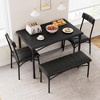 4-Piece Kitchen Dining Room Table Chair Set, Indoor Modern Dinette Set for 4 with Upholstered Bench and 2 Chairs, Square Dinner - 2 of 4