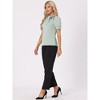 INSPIRE CHIC Women's Bow Tie Neck Solid Color Elastic Cuffs Elegant Office Short Sleeve Blouse - 3 of 4