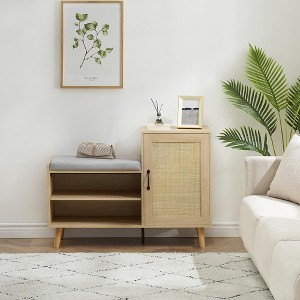 Natural Rattan Shoe Bench - 1 of 4