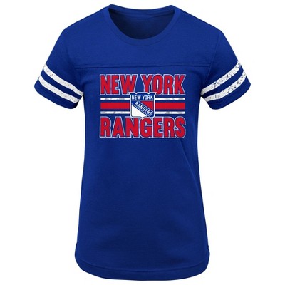  NHL New York Rangers Girls' Netminder Fashion T-Shirt - L 