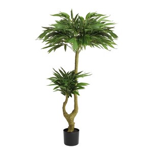 Okak Artificial Willow Tree with Life-Look Faux Leaves, Indoor Artificial Plants with Black Plastic Pot, Faux Tree for Living Room, Bedroom, Green - 1 of 4
