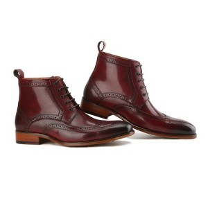 Gino Vitale | Men's Handcrafted Genuine Leather Lace-Up Brogue Dress Boot - 1 of 3