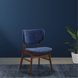 Acme Furniture Bevis Dining Chair Blue Fabric/Walnut Finish - 1 of 4