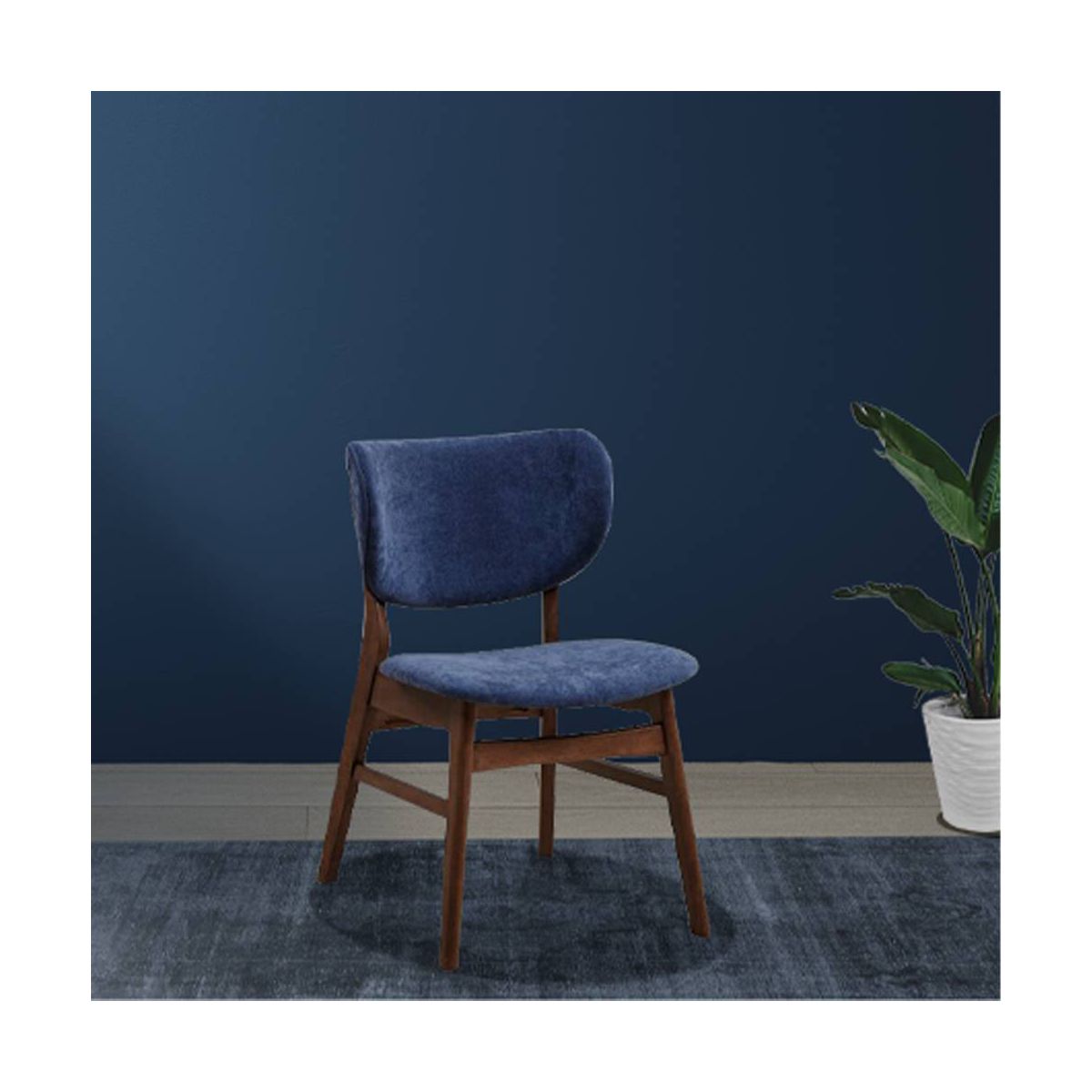 Acme Furniture Bevis Dining Chair Blue Fabric/Walnut Finish