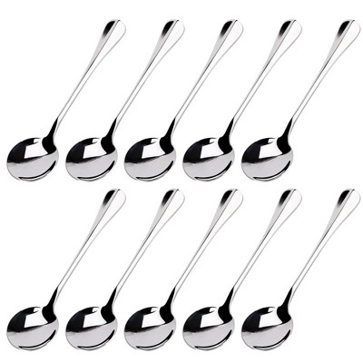 Unique Bargains Stainless Steel Kitchenware Cooking Soup Salt Sugar Dining Spoons 5.1" 10 Pcs