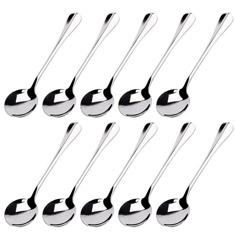 Unique Bargains Stainless Steel Kitchenware Cooking Soup Salt Sugar Dining Spoons 5.1" 10 Pcs, 1 of 6
