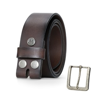 Wrangler Men's Genuine Leather Belt with Removable Sleek Square Center Bar Buckle, 38mm Casual Belt for Jeans, Gift for Men - 1 of 4
