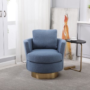 Teddy Fabric Swivel Bucket Chair, Living Room Armchair with Gold Metal Base - ModernLuxe - 1 of 4