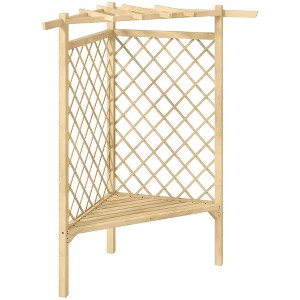 Outsunny 55" Trellis Garden Bench, Wooden Park Bench for Climbing Plants with Slatted Seat, Great for Lawn, Backyard, Deck, Natural - 1 of 4