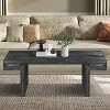 VYNXARIA Antique Black Coffee Table with Dual-Tier Rustic Design - 2 of 4