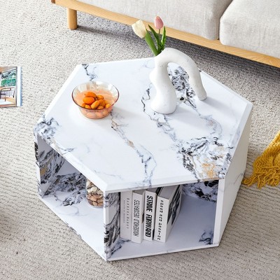 NicBex Modern Hexagonal Coffee Table Set of 2 with Multihole Design for Living Room and Bedroom