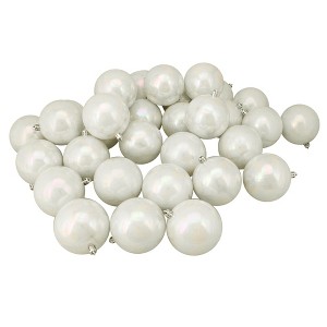Northlight Shatterproof Shiny Christmas Ball Ornaments - 3.25" (80mm) - Iridescent White - 32ct - 1 of 2