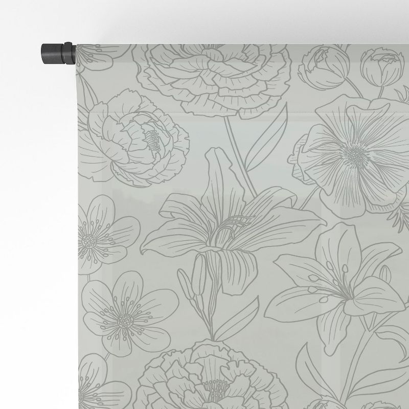 Emanuela Carratoni Line Art Floral Theme Single Panel Sheer Window Curtain - Deny Designs, 4 of 7