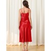 cheibear Women's Breathable V-Neck Satin Silky Camisole Midi Nightdress - 3 of 4
