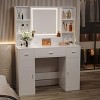 Makeup Vanity Table, Vanity Desk Set with Large Mirror, LED Lights and Power Outlet, Makeup Desk with Drawers and Storage Shelves - 4 of 4