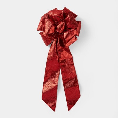 1ct Glitter Bow Gift Packaging Red - Wondershop™