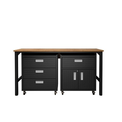 Manhattan Comfort Fortress 3pc Mobile Space Saving Garage Cabinet and Worktable Set 5.0