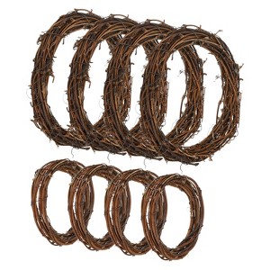 Unique Bargains Metal Door Window Decorations Hoop Round Rattan Wreaths 8 Pcs - 1 of 4