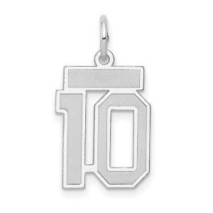 Black Bow Jewelry 14k White Gold, Jersey Collection, Small Number 10 Pendant - 1 of 4