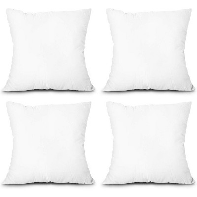 Attop Throw Pillow Inserts, Set of 4 Lightweight Down Alternative Polyester Pillow, Couch Cushion, Sham Stuffer, Machine Washable. (White, 18x18)