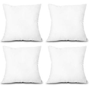 Attop Throw Pillow Inserts, Set of 4 Lightweight Down Alternative Polyester Pillow, Couch Cushion, Sham Stuffer, Machine Washable. (White, 18x18) - 1 of 4