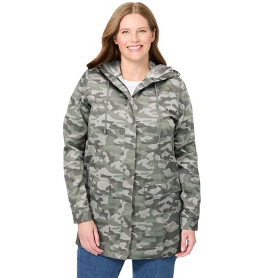 Woman Within Plus Size Lightweight Utility Hoodie Jacket