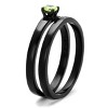 Slickblue Women’s Double Ring, Black, Apple Green CZ Center, Clear Accent, IP Stainless Steel, Sizes 5-10 - 4 of 4