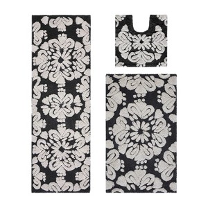 Medallion Collection 3 Piece 100% Cotton Tufted Bathroom Rug Set  with Non-Slip Backing, Machine Washable, Tumble Dry Bath Mat - 1 of 4