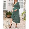 Maternity Dress Women's V-Neck Puff Sleeve Pleated Maternity Maxi Dress for Baby Shower or Casual Wear  lightgreenflower XL - 4 of 4