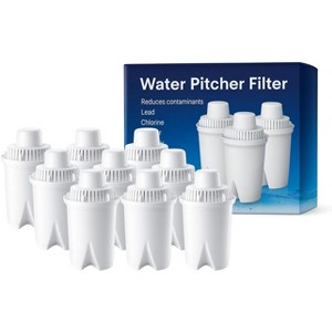 Nispira B15 Universal Water Filter for Brita Pitchers (Standard/Everyday/UltraMax), 45-gallon capacity, BPA-free, 9 Pack - 1 of 4