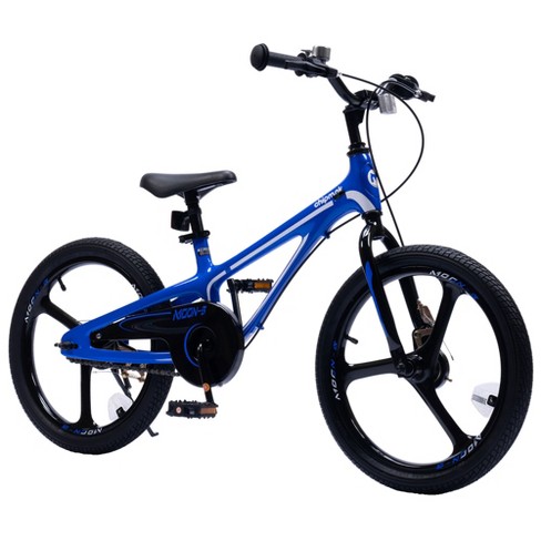 RoyalBaby Moon 5 Lightweight Magnesium Frame 18 Inch Kids Bike w Dual Hand Brakes Kickstand Bell Tool Kit for Boys Girls Blue