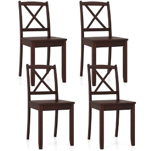Tangkula Dining Chair Set of 4 Kitchen Side Chairs w/ Rubber Wood Legs & Cross Back - 1 of 4