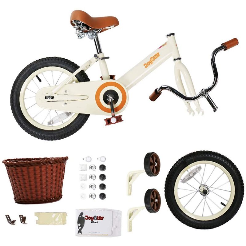 Joystar Vintage Training Wheel Basket Bicycle, Ages 2 to 7, Bike for Any Kid, Boy or Girl, 12 Inch Wheels, Ivory, 4 of 6