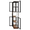 YOOCOZZ 70" Wooden Display Cabinet with Glass Doors,Multi-functional Pull-out Multi-tier Storage Shelf and Lights-Walnut - 3 of 4