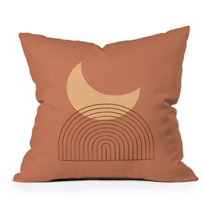 Deny Designs Moonlight Mountain Square Outdoor Throw Pillow Orange - 1 of 4