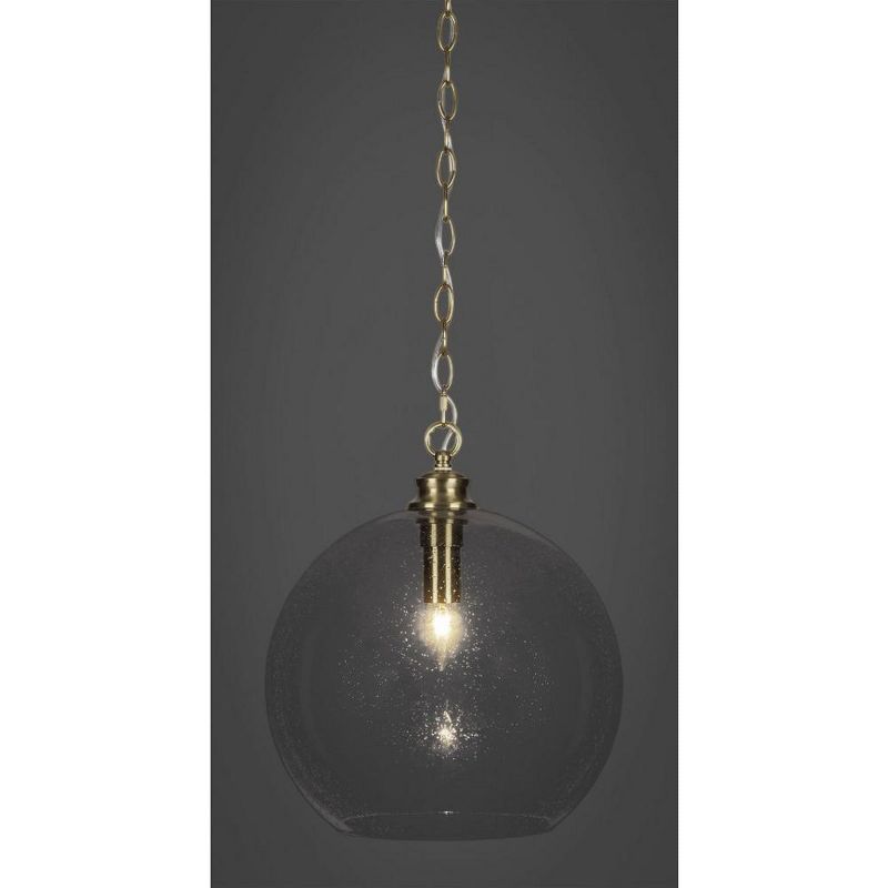 Toltec Lighting Kimbro 1 - Light Pendant in  New Aged Brass with 13.75" Smoke Bubble Shade, 1 of 2