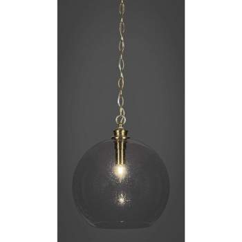 Toltec Lighting Kimbro 1 - Light Pendant in  New Aged Brass with 13.75" Smoke Bubble Shade