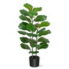 39" Large Fake Plant in Pot Fig Artificial Tree 27 Leaves for Indoor Outdoor House Home Office Garden Modern Decoration - 4 of 4