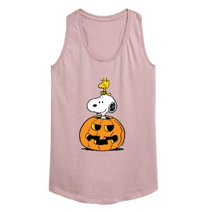Women's - Peanuts - Snoopy Woodstock Pumpkin Graphic Racerback Tank - 1 of 4